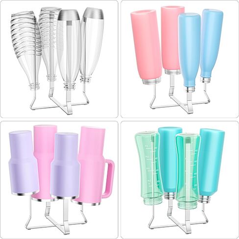 Foldable Water Bottle Drying Rack, Stainless Steel Tumbler Dryer Stand for Kitchen Counter, Multifunctional Space-Saving Cup Drainer for Bottles, Baby Bottles, Glasses & Reusable Bag (Silver, 1PC) in Kuwait