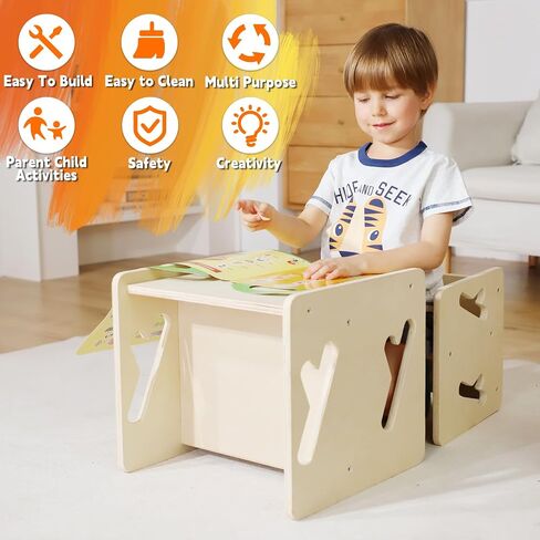 Montessori Weaning Table and Chair Solid Wooded Toddler Table and Chair Set Kids Montessori Furniture in Kuwait