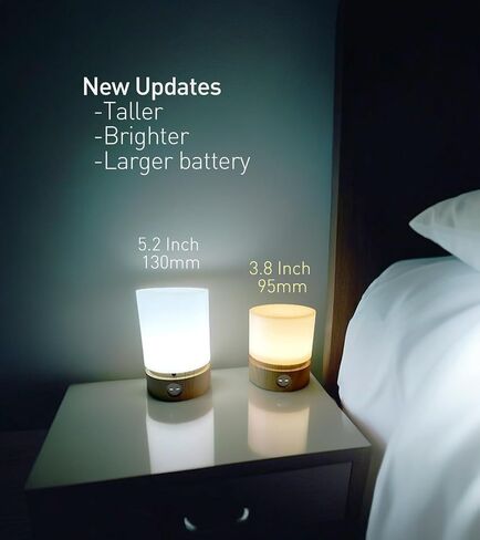 Smilodon Rechargeable LED Night Light with Timer, Bedside Lamp, Dimmable | Woodgrain, Remote Control & Touch, Warm Light for Night Waking, Ideal Gift for Kids and Friends, Bedroom, Nursery & Bathroom in Kuwait
