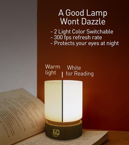 Smilodon Rechargeable LED Night Light with Timer, Bedside Lamp, Dimmable | Woodgrain, Remote Control & Touch, Warm Light for Night Waking, Ideal Gift for Kids and Friends, Bedroom, Nursery & Bathroom in Kuwait