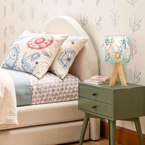 Cute Kids Bedside Desk Table Lamp Watercolor Jungle Animal Forest Lion Monkey Giraffe Zebra Lion Cub Children Nightstand Lamp, Tripod Small Night Lights Linen for Nursery Room Bedroom Dorm Decor in Kuwait