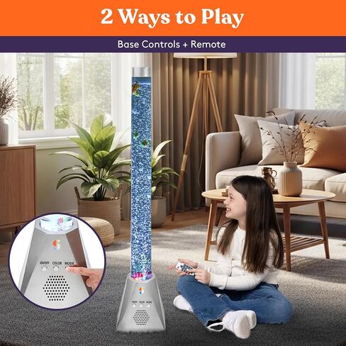 Special Supplies Aquarium Sensory Fish Bubble Light Tube with Music Bluetooth Speaker, 16-Color LED Nightlight, Remote Control, Floor-Standing Lamp for Kids and Adults, 4 Ft (Diamond) in Kuwait