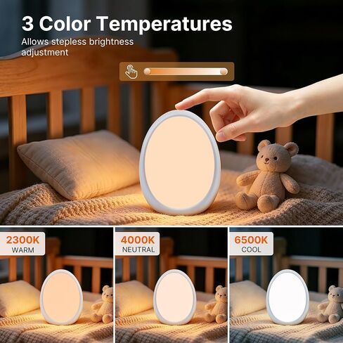 Gelielim Baby Egg Night Light for Nursery | 8 Colors Changing,Rechargeable 1800mAh Battery,BPA Free Silicone,Stepless Dimming,1h Timer,Touch Night Lamp for Breastfeeding in Kuwait