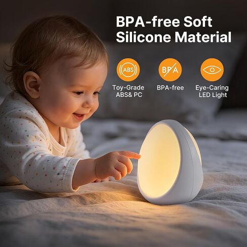 Gelielim Baby Egg Night Light for Nursery | 8 Colors Changing,Rechargeable 1800mAh Battery,BPA Free Silicone,Stepless Dimming,1h Timer,Touch Night Lamp for Breastfeeding in Kuwait