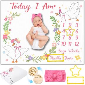 Baby Monthly Milestone Blanket for Boy Woodland Baby Milestone Blanket | Photography Background Prop with Bibs Wooden Signs Felt Circle in Kuwait