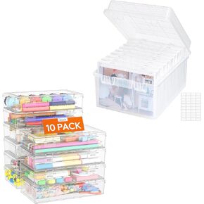 Lifewit Photo Storage Box 5x7 Photo Case, 9 Inner Photo Keeper, Clear Photo Boxes Storage,Stackable Craft Organizer for Art Supply, Office, 10 Pack in Kuwait