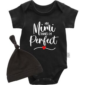 Baby Twins Bodysuits My Mimi Thinks I'm Perfect Infant Baby Clothes Cute Toddler Outfits Twin Unisex Romper With Hat in Kuwait