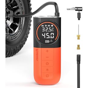 ETENWOLF S1 Tire Inflator Portable Air Compressor, 160PSI Cordless Air Pump | Fast Inflation,Tire Pump for Car Tires,Motorcycle,Balls-Bike Pump with LED Light-Auto-Shut Off-Digital Pressure Gauge, Orange in Kuwait