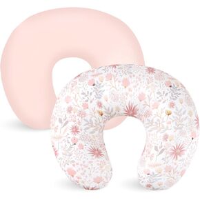 Nursing Pillow Cover 2 Pack, Breastfeeding Pillow Cover for Baby Girls Boys, Soft Stretchy Nursing Pillowcase for Infant Newborn, Removable Slipcover for Nursing Pillows, Pink Floral (Only Cover) in Saudi Arabia