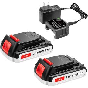 2 Pack 20V Lithium Battery and Charger Replacement for Black+Decker 20V MAX Lithium Ion Battery + Charger LBXR20 LB20 LBX20 LBXR2020-OPE LBX4020 in Kuwait