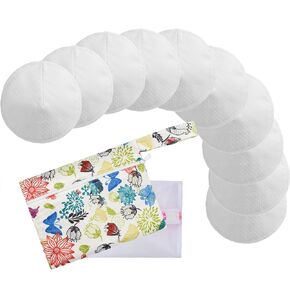 Reusable Nursing Pads with Washing Bags - 10-Pack Viscose from Bamboo Breastfeeding Pads, Washable Organic Maternity Nipple Pads (L 4.72") (3 Layer Anti-Slip, Anti-Slip Particles) in Saudi Arabia