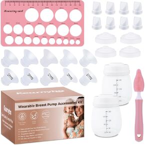 Replacement Parts Kit for Momcozy M5 Wearable Breast Pump – Includes 2 Bottles, 10 Flanges, 8 Duckbill Valves, 4 Membranes, Sizing Ruler & Cleaning Brush – BPA-Free, Easy to Clean in Kuwait