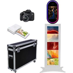 LCD Magic Mirror Photo Booth 13.3inch Touch Screen Built-in Mini PC Photobooth Machine with Sharing for Wedding Parties (Machine+Mini Printer, White) in Saudi Arabia