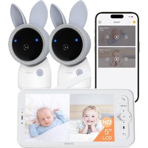 ARENTI Baby Monitor 2 Cameras A4 Set, 2.5K 5G WiFi,360-Color RGB NL,SD Slot | Split Screen, 5'' Upgraded Wireless Display, 2.4G&5G with APP, Access Log,1-Click Call, Humidity&Temp Monitoring, AI Tracking in Saudi Arabia