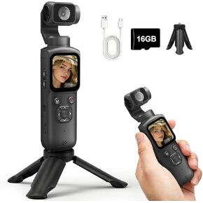 4K Vlogging Camera, Pocket Camera for Beginners | PDAF Autofocus, 330° AI Face Tracking, EIS Anti-Shake, Lightweight, WiFi App Control, Webcam Function, Touchscreen in Kuwait