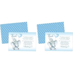 Your Main Event Prints Elephant Baby Shower Thank You Cards - 20 Count Pre-Written Thank You Cards - Baby Sprinkle Blue Dots in Kuwait