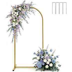 6 FT Wedding Arch Backdrop Stand, Balloon Arch Stand for Wedding Ceremony | with Square Base Ground Nails, Gold Metal Arch Frame for Graduation, Photo Booth, Baby Showers, Birthday Party Decoration in Saudi Arabia