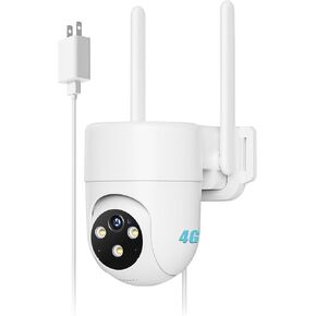 LIWAN Wired 4G LTE Cellular Security Camera, No WiFi Needed, 32GB, Green | No WiFi Security Camera Outdoor Indoor, Plug-in for 24/7 Recording, 2K Color Night Vision, Built-in SIM Card, Farm, Off Grid in Saudi Arabia