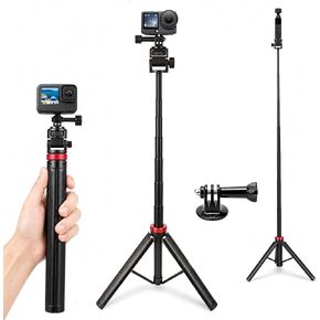 81" Extendable Selfie Stick Tripod for GoPro Mission 1 Pro Hero 13/12/11/10/Max, Aluminum Action Camera Tripod Stand for DJI Osmo Action 6/5 Pro/4/3, Insta360, DSLR, Portable Travel Vlogging in Saudi Arabia