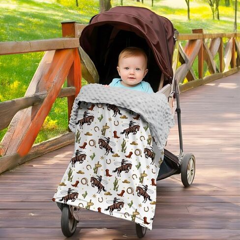 Jola's House 2 Pack Cowboy Baby Blanket Western Cowboy Gender Neutral Minky Blankets for Newborn Baby Girls or Boys Cowboy Nursery Toddler Double Layer Blanket with Dotted Backing (Western) in Kuwait