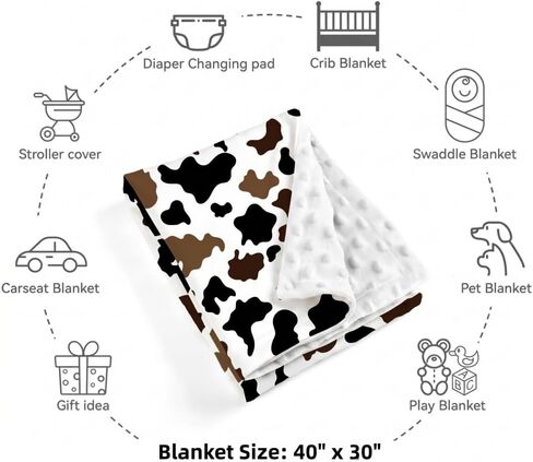 Jola's House 2 Pack Cowboy Baby Blanket Western Cowboy Gender Neutral Minky Blankets for Newborn Baby Girls or Boys Cowboy Nursery Toddler Double Layer Blanket with Dotted Backing (Western) in Kuwait