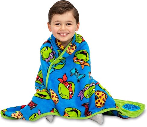 Teenage Mutant Ninja Turtles Musical Warm, Plush, Throw Blanket - Extra Cozy and Comfy for Your Toddler, Blue in Kuwait