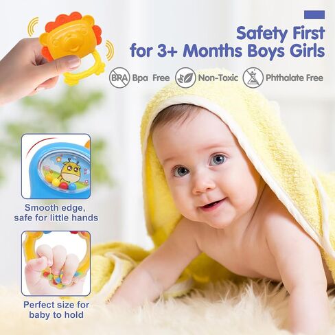 20PCS Baby Rattles Toys Set, Baby Toys 3-6 Months, Infant Grab and Shake Rattle, Sensory Teether, Learning Toy for 0 1 2 3 4 5 6 7 8 9 10 11 12 Month 1 Year Old Newborn Boys Girls in Kuwait