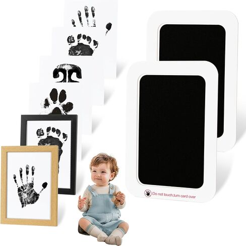 echosari 2 Pack Inkless Baby Hand and Footprint Kit with Picture Frame | Mess Free Ink Pad for Newborn Keepsake, Dog Nose & Paw Print Kit, Ideal New Mom Gifts (Medium) in Kuwait