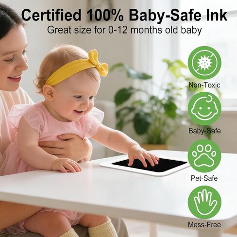 echosari 2 Pack Inkless Baby Hand and Footprint Kit with Picture Frame | Mess Free Ink Pad for Newborn Keepsake, Dog Nose & Paw Print Kit, Ideal New Mom Gifts (Medium) in Kuwait