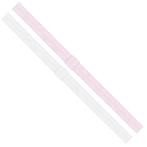Wee Ones Baby Girls' Two Add-A-Bow Baby Elastic Head Bands - White and Light Pink (6-24 months) in Kuwait