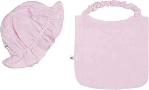 Baby Muslin Sun Hat & Bib Set, 100% Cotton Gauze, Made in Korea, Breathable Baby Bonnet with Soft Neck Band in Kuwait
