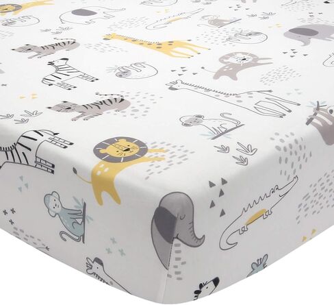 Lambs & Ivy Snuggle Jungle Pastel Safari Cotton Jersey Baby Fitted Crib Sheet in Kuwait