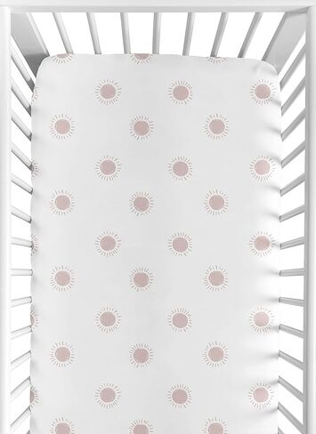 Sweet Jojo Designs Fitted Baby Crib Sheets (White and Orange Boho Sun) for Girls, Infant Nursery, Toddler Room - Standard Size (Bohemian, Celestial, Sky, Desert, Sunshine, Outdoors, Nature) in Kuwait