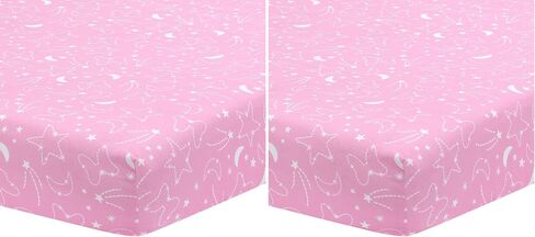Lambs & Ivy Disney Baby Minnie Mouse Celestial Fitted Crib Sheet, Pink in Kuwait