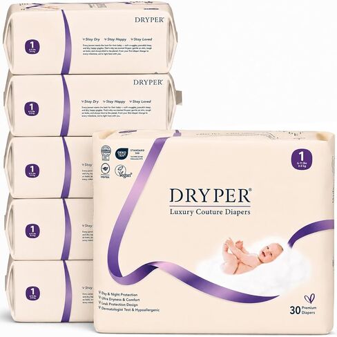 Baby Diapers, DRYPER Disposable Diaper Newborn Size 2 Diapers (9-18 lbs), 162 Count, 3D Leak Guards & Wetness Indicator, Ultra-Soft & Thin, Fast Water Absorption Nappies in Kuwait