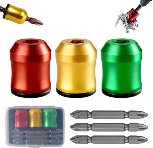 5 super strong screwdriver head magnetic rings, plus 3 magnetic screwdrivers, anti slip detachable magnetic screwdriver head clips, suitable for various electric impact drill bits in Kuwait