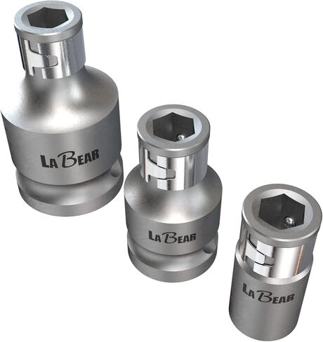 LABEAR 3-Piece Square Drive Bit Holder Socket Adapter Set, CR-V Steel | 1/4", 3/8", 1/2" Drive to 1/4" Hex, Quick-Change, Corrosion-Resistant Plated Finish in Kuwait