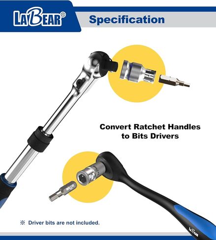 LABEAR 3-Piece Square Drive Bit Holder Socket Adapter Set, CR-V Steel | 1/4", 3/8", 1/2" Drive to 1/4" Hex, Quick-Change, Corrosion-Resistant Plated Finish in Kuwait