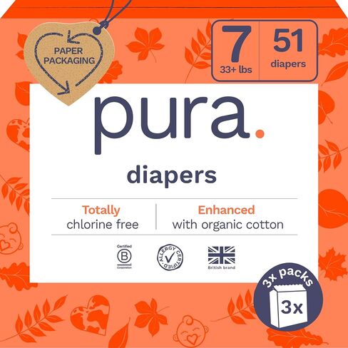 Size 3 Eco-Friendly Diapers (9-20 lbs) Totally Chlorine Free (TCF),Hypoallergenic, Soft Organic Cotton, Sustainable, up to 12 Hours Leak Protection, Allergy UK,26 Count (Pack of 3) (78 Baby Diapers) in Kuwait