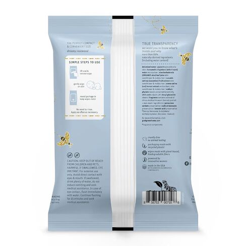 Grab Green Baby Witch Hazel Soothing Wipes, 32 Count, Dreamy Rosewood | Plant & Mineral-Based, Biodegradable, Soothe Common Skin Irritations Such as Diaper Rash, No Alcohol in Kuwait