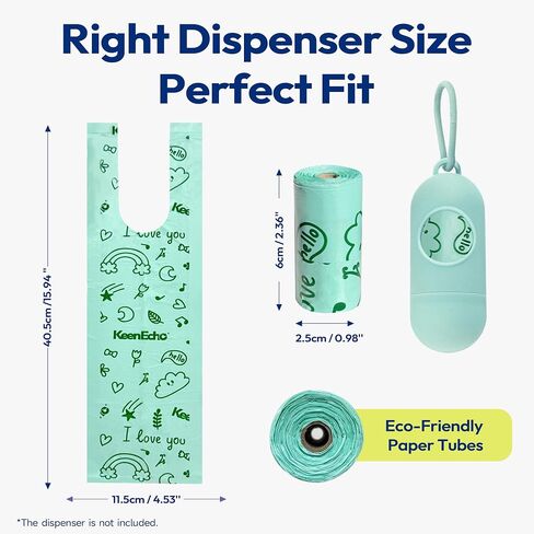 Disposable Diaper Bags with Handles 120 Count (8 Rolls), Leak-Proof Diaper Trash Bags & Sacks or Pet Waste Bag, Ocean Recycled Plastic, Green in Kuwait