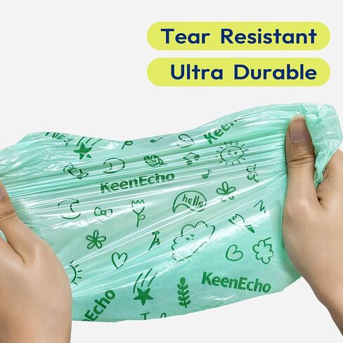 Disposable Diaper Bags with Handles 120 Count (8 Rolls), Leak-Proof Diaper Trash Bags & Sacks or Pet Waste Bag, Ocean Recycled Plastic, Green in Kuwait