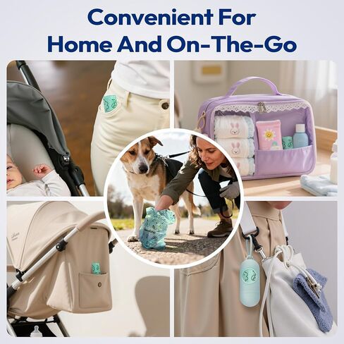 Disposable Diaper Bags with Handles 120 Count (8 Rolls), Leak-Proof Diaper Trash Bags & Sacks or Pet Waste Bag, Ocean Recycled Plastic, Green in Kuwait