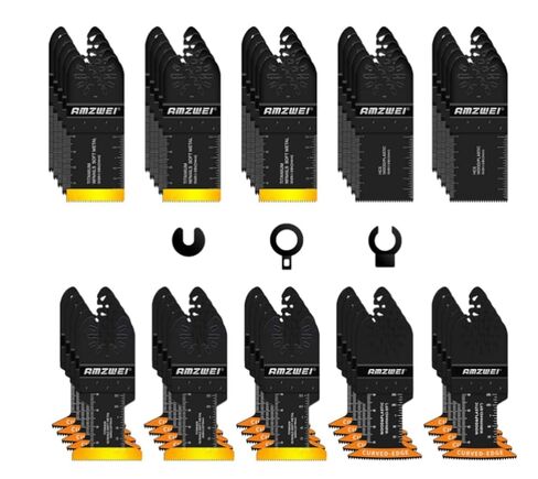 AMZWEI 50Pcs Oscillating Tool Blades, Professional Universal Saw Blades | Wood Metal Cutting, Multitool Blades Compatible with Dewalt, Milwaukee, Dremel, Ryobi in Kuwait