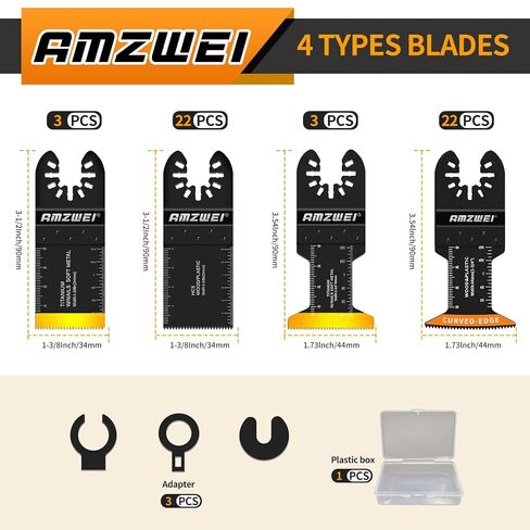 AMZWEI 50Pcs Oscillating Tool Blades, Professional Universal Saw Blades | Wood Metal Cutting, Multitool Blades Compatible with Dewalt, Milwaukee, Dremel, Ryobi in Kuwait