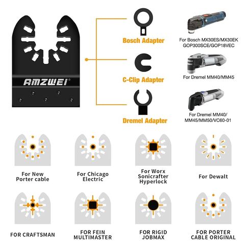 AMZWEI 50Pcs Oscillating Tool Blades, Professional Universal Saw Blades | Wood Metal Cutting, Multitool Blades Compatible with Dewalt, Milwaukee, Dremel, Ryobi in Kuwait