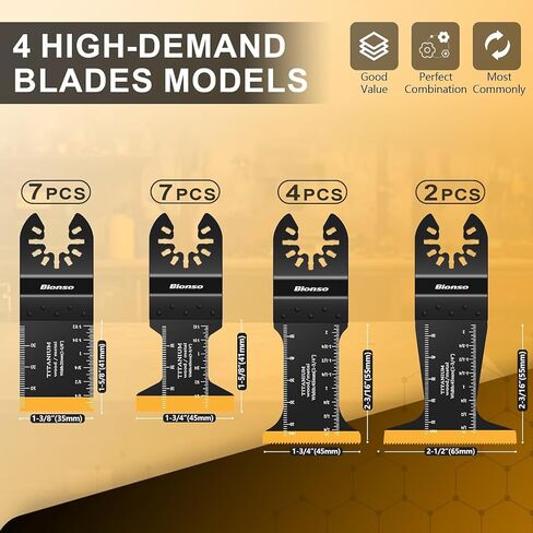 Bionso 20 PCS Titanium Oscillating Tool Blade Cuts Metal and Wood, Sharp and Durable Multitool Blades, Multi Tool Blades Kits, Oscillating Saw Blades Fit Dewalt Milwaukee Ryobi Makita Worx Rockwell in Kuwait
