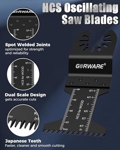 GORWARE Oscillating Tool Blades, Japanese Tooth Quick Release Multi Tool Blades Kits Fit Milwauke, Chicago, Worx, Rockwell, Rigid (100PCS Japanese Tooth Blades) in Kuwait