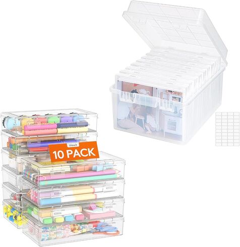 Lifewit Photo Storage Box 5x7 Photo Case, 9 Inner Photo Keeper, Clear Photo Boxes Storage,Stackable Craft Organizer for Art Supply, Office, 10 Pack in Kuwait
