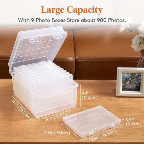 Lifewit Photo Storage Box 5x7 Photo Case, 9 Inner Photo Keeper, Clear Photo Boxes Storage,Stackable Craft Organizer for Art Supply, Office, 10 Pack in Kuwait